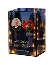 Znicz lustrzany LED – Ramka róże ze zdjęciem - białe tło