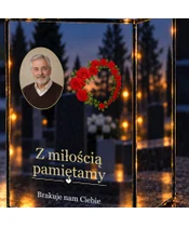 Znicz lustrzany LED – Ramka róże ze zdjęciem - zbliżenie