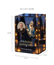 Znicz lustrzany LED – Maryja z różańcem ze zdjęciem - wymiary