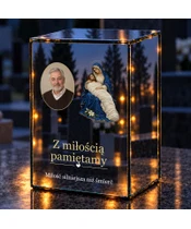 Znicz lustrzany LED – Pieta ze zdjęciem - noc na grobie