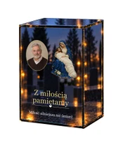 Znicz lustrzany LED – Pieta ze zdjęciem - białe tło