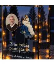 Znicz lustrzany LED – Pieta ze zdjęciem - zbliżenie