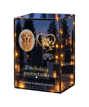 Znicz lustrzany LED – Pamięci ukochanego psa ze zdjęciem - białe tło