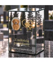 Znicz lustrzany LED – Pamięci ukochanego psa ze zdjęciem - dzień na grobie