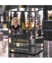 Znicz lustrzany LED – Cicha modlitwa ze zdjęciem - dzień na grobie