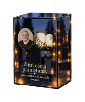 Znicz lustrzany LED – Księga pergamin ze zdjęciem - białe tło
