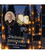 Znicz lustrzany LED – Księga pergamin ze zdjęciem - zbliżenie