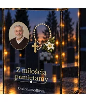 Znicz lustrzany LED – Różaniec ze zdjęciem - zbliżenie