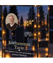 Znicz lustrzany LED – Dla Taty – Kochany Tato ze zdjęciem - zbliżenie