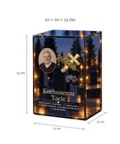 Znicz lustrzany LED – Krzyż i gałązka — dla Taty ze zdjęciem - wymiary