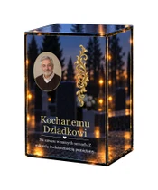 Znicz lustrzany LED – Złoty ornament — dla Dziadka ze zdjęciem - białe tło