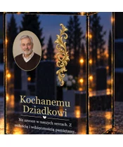 Znicz lustrzany LED – Złoty ornament — dla Dziadka ze zdjęciem - zbliżenie