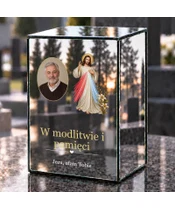 Znicz lustrzany LED – Jezu, ufam Tobie — ze zdjęciem - dzień na grobie