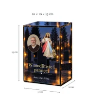 Znicz lustrzany LED – Jezu, ufam Tobie — ze zdjęciem - wymiary