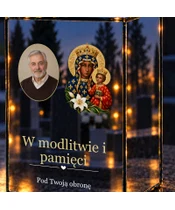 Znicz lustrzany LED – Matka Boża Częstochowska ze zdjęciem - zbliżenie