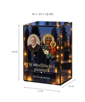 Znicz lustrzany LED – Matka Boża Częstochowska ze zdjęciem - wymiary