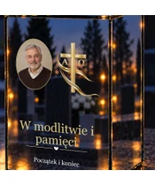 Znicz lustrzany LED – Krzyż Alfa i Omega ze zdjęciem - zbliżenie