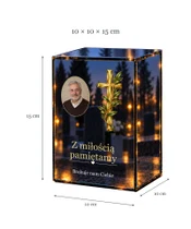 Znicz lustrzany LED – Krzyż z gałązką — ramka ze zdjęciem - wymiary