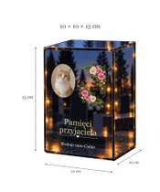 Znicz lustrzany LED – Kwiaty pamięci — ze zdjęciem kota - wymiary