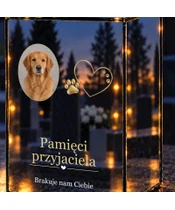 Znicz lustrzany LED – Serce i łapki — ze zdjęciem psa - zbliżenie