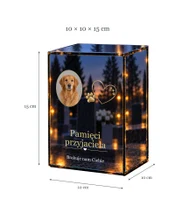 Znicz lustrzany LED – Serce i łapki — ze zdjęciem psa - wymiary