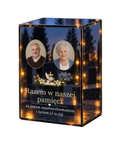 Znicz lustrzany LED – Księga z gołębiem — dwa zdjęcia - białe tło