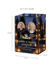 Znicz lustrzany LED – Księga z gołębiem — dwa zdjęcia - wymiary