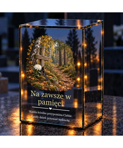 Znicz lustrzany LED – Ścieżka wspomnień - noc na grobie