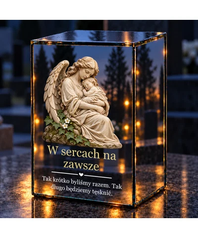 Znicz lustrzany LED – W czułych ramionach - noc na grobie