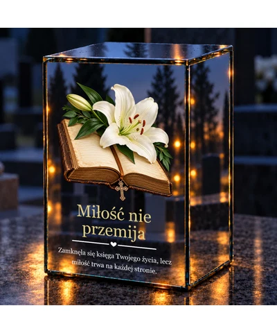Znicz lustrzany LED – Karty wspólnego życia - noc na grobie