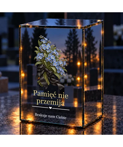 Znicz lustrzany LED – Niezapominajki pamięci - noc na grobie
