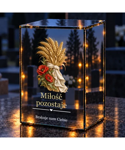 Znicz lustrzany LED – Kłosy wspólnego życia - noc na grobie
