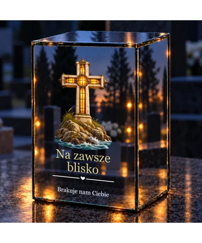 Znicz lustrzany LED – Światło wiary - noc na grobie