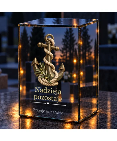 Znicz lustrzany LED – Kotwica nadziei - noc na grobie