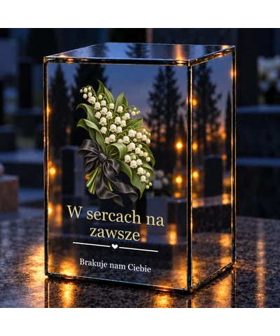 Znicz lustrzany LED – Konwalie ciszy - noc na grobie