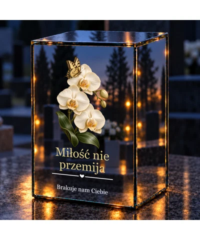 Znicz lustrzany LED – Delikatność wspomnień - noc na grobie