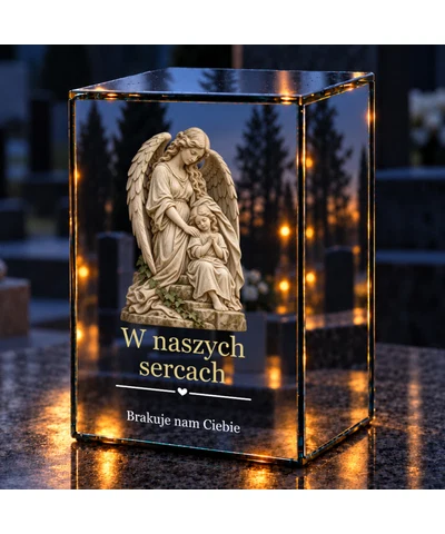 Znicz lustrzany LED – Czuła opieka - noc na grobie