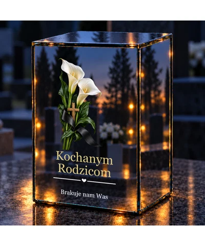 Znicz lustrzany LED – Na zawsze razem w pamięci - noc na grobie