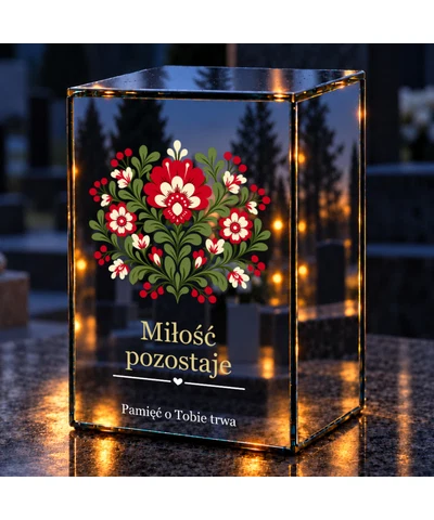 Znicz lustrzany LED – Kwiaty ludowe - noc na grobie