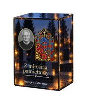 Znicz lustrzany LED – Witraż ze zdjęciem - białe tło