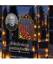 Znicz lustrzany LED – Witraż ze zdjęciem - zbliżenie