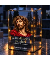 Znicz lustrzany LED – Jezus w koronie cierniowej - noc na grobie