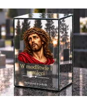 Znicz lustrzany LED – Jezus w koronie cierniowej - dzień na grobie