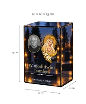 Znicz lustrzany LED – Matka Boża Miłosierdzia ze zdjęciem - wymiary