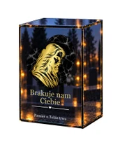 Znicz lustrzany LED – Marmurowe serce - białe tło