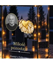 Znicz lustrzany LED – Złote serce ze zdjęciem - zbliżenie