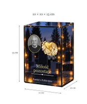 Znicz lustrzany LED – Złote serce ze zdjęciem - wymiary