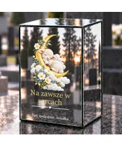 Znicz lustrzany LED – Baranek na księżycu dla dziecka - dzień na grobie