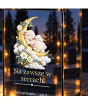 Znicz lustrzany LED – Baranek na księżycu dla dziecka - zbliżenie