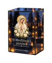 Znicz lustrzany LED – Matka Boża Fatimska - białe tło